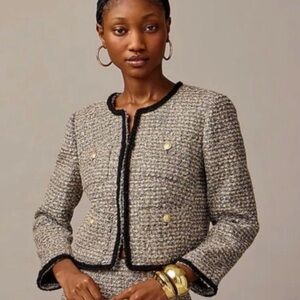 J. Crew Collection Metallic Gray Silver Louisa Lady Jacket Tinsel Tweed size 8